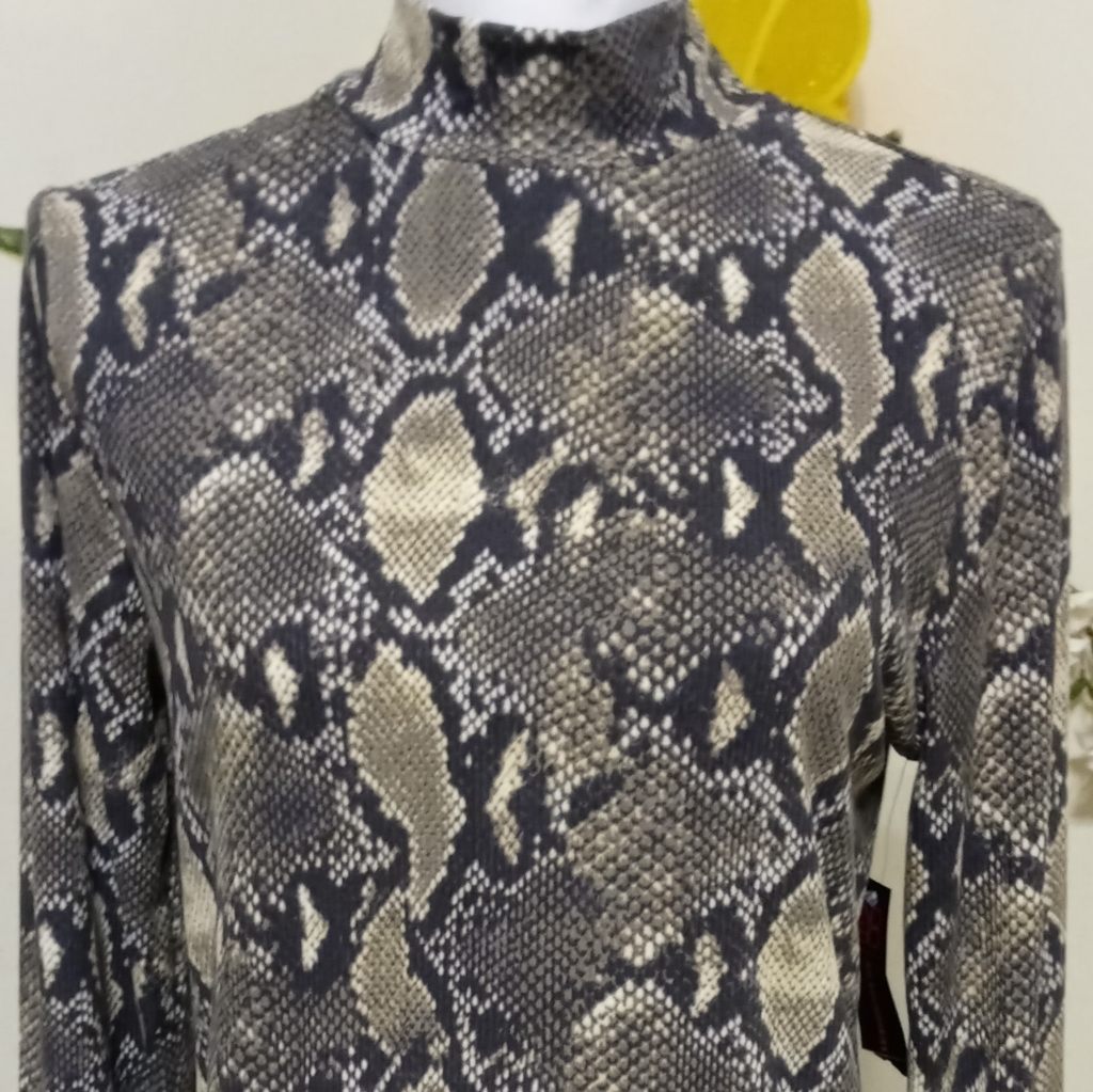 High-Neck Python Print Blouse